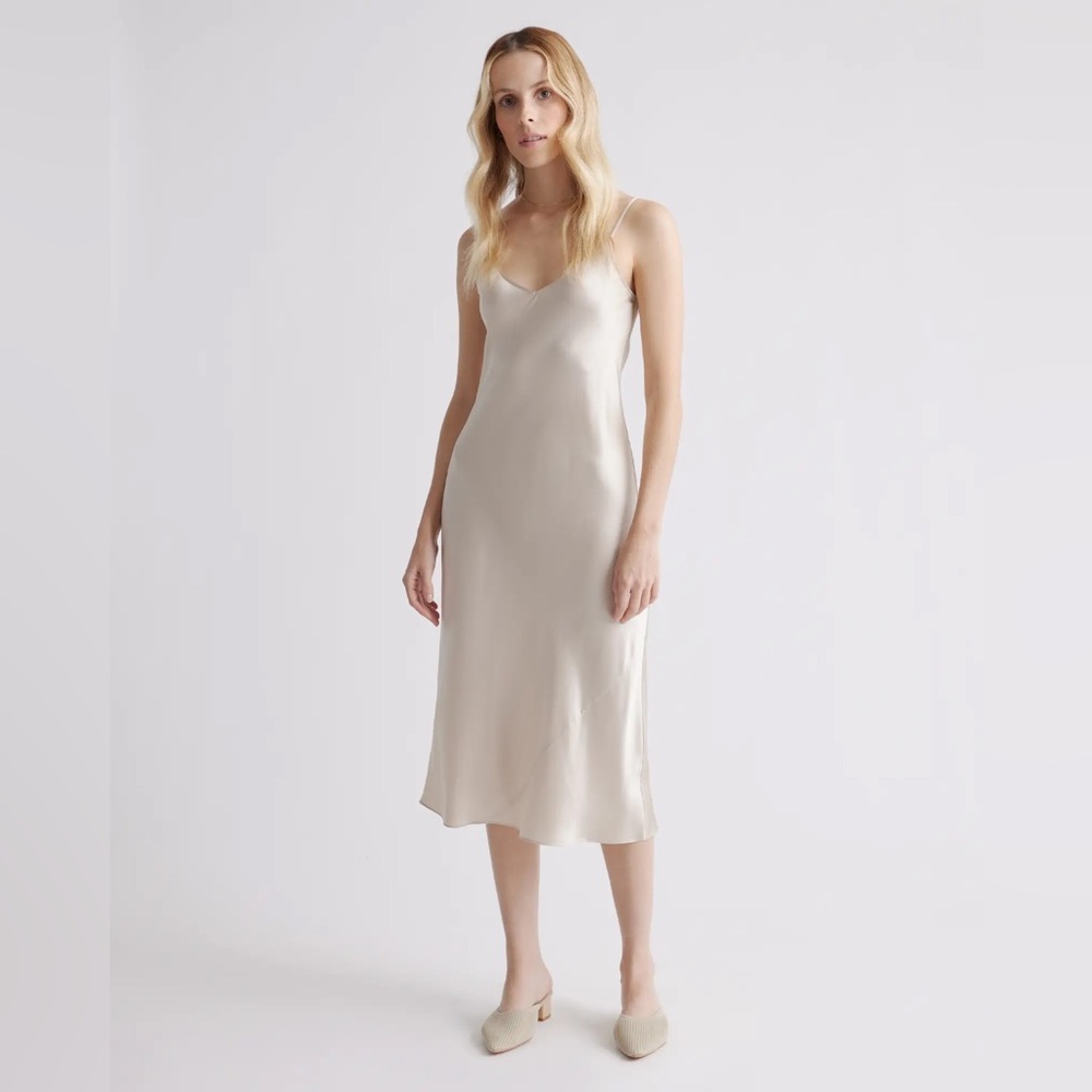 QUINCE Red Washable Silk Dress